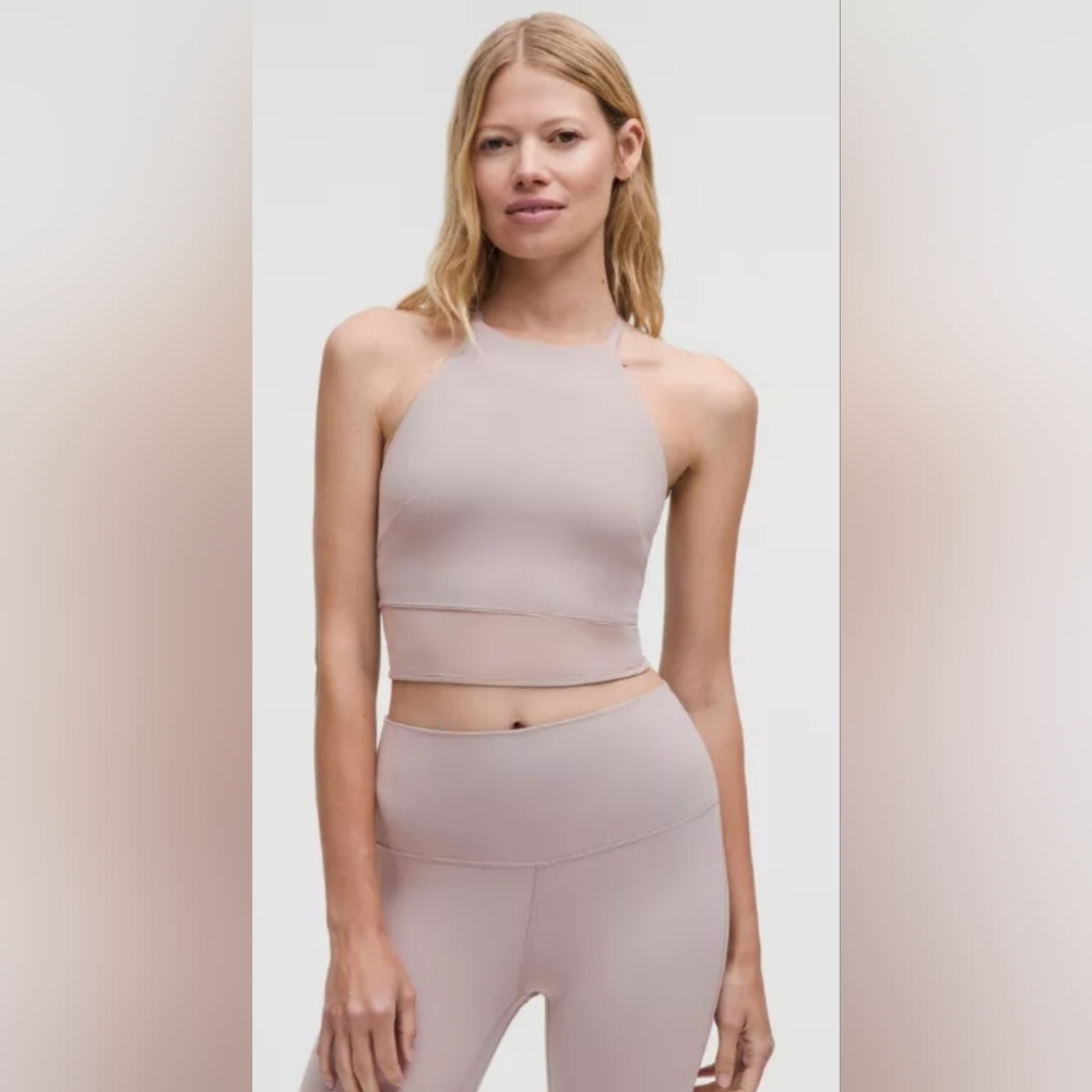 Lululemon Nulu High-Neck Mesh-Hem Tank MUGR Mauve Gray XS